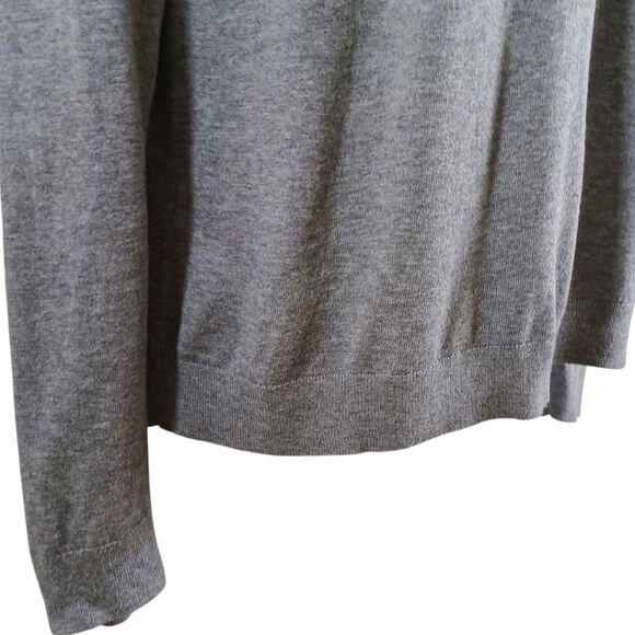 Lauren Ralph Lauren Gray Embellished Jewel Sweater L Lightweight Beaded Knit Top - Picture 4 of 8